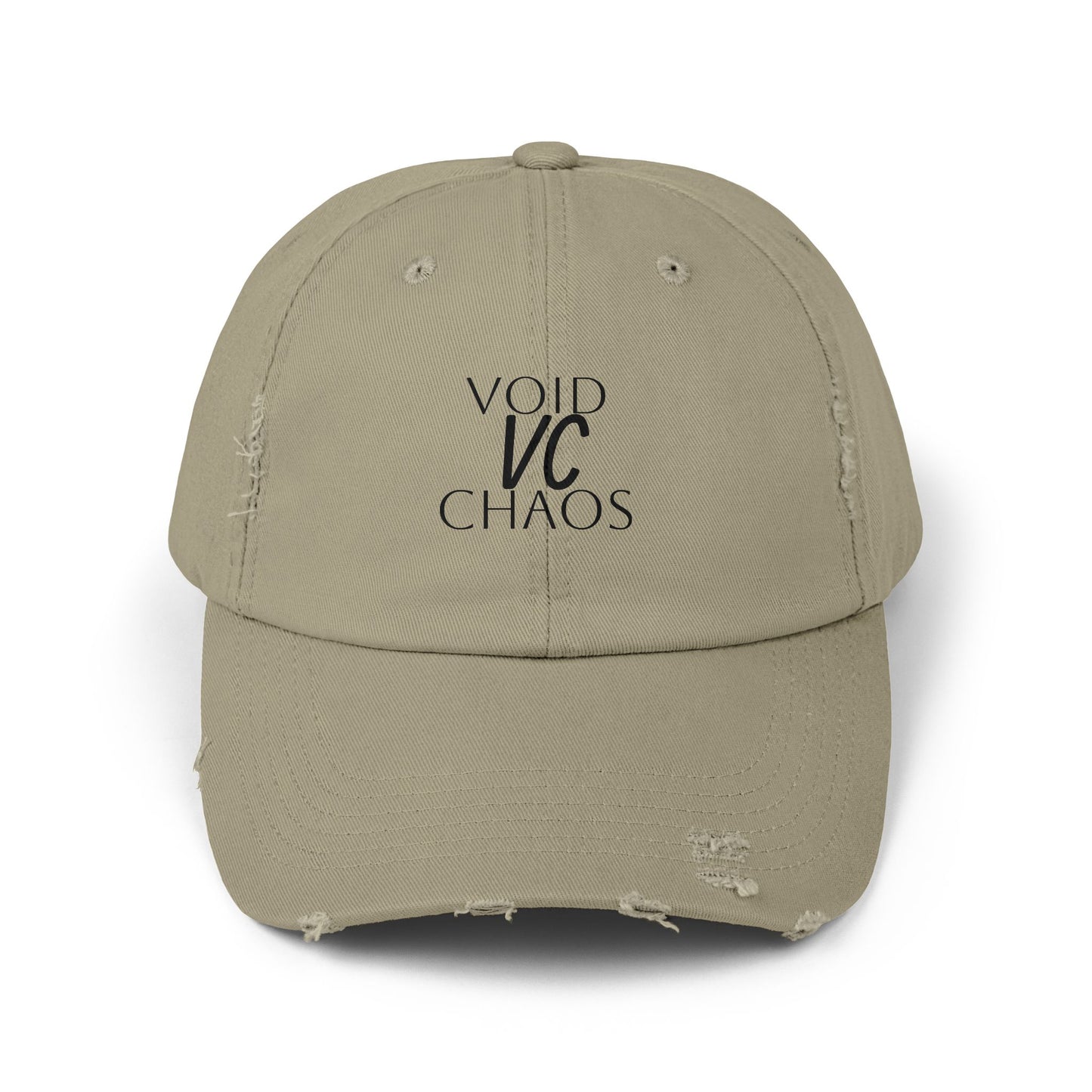Stylish Distressed Cap with 'VOID VC CHAOS' Design, Hipster Gift, Casual Streetwear, Adjustable Hat for All Occasions, Summer Accessory