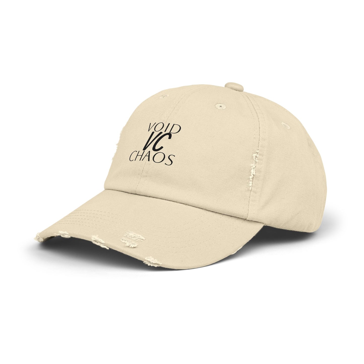 Stylish Distressed Cap with 'VOID VC CHAOS' Design, Hipster Gift, Casual Streetwear, Adjustable Hat for All Occasions, Summer Accessory