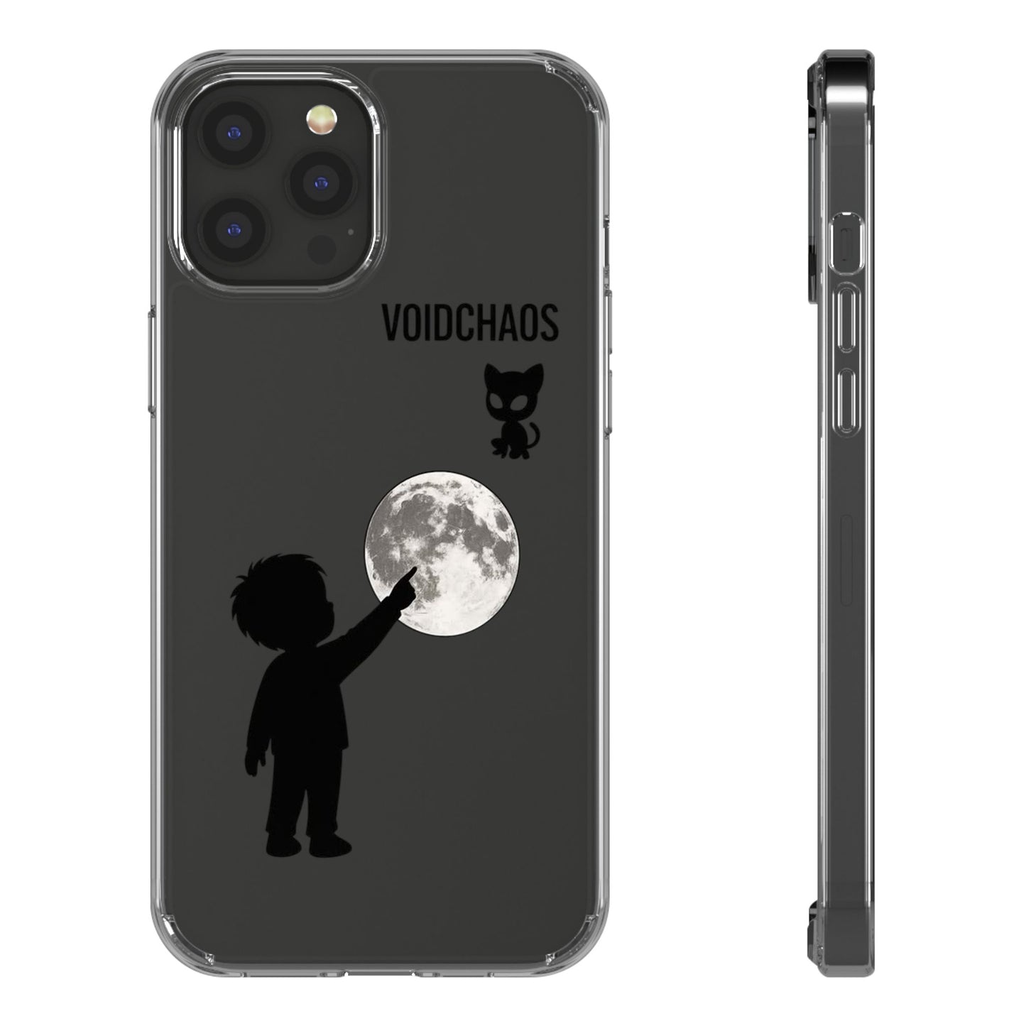 Moonlight Adventure Clear Phone Cases, Celestial Design for Kids, Adventure Gift, Unique Phone Accessories, Halloween, Birthday