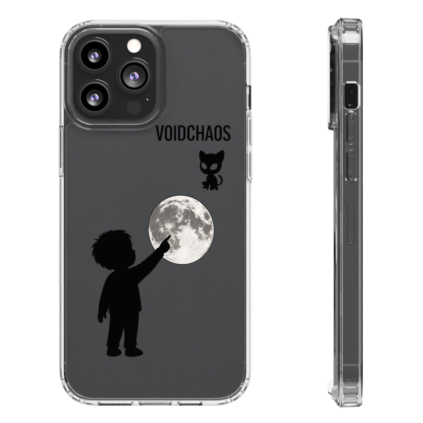 Moonlight Adventure Clear Phone Cases, Celestial Design for Kids, Adventure Gift, Unique Phone Accessories, Halloween, Birthday