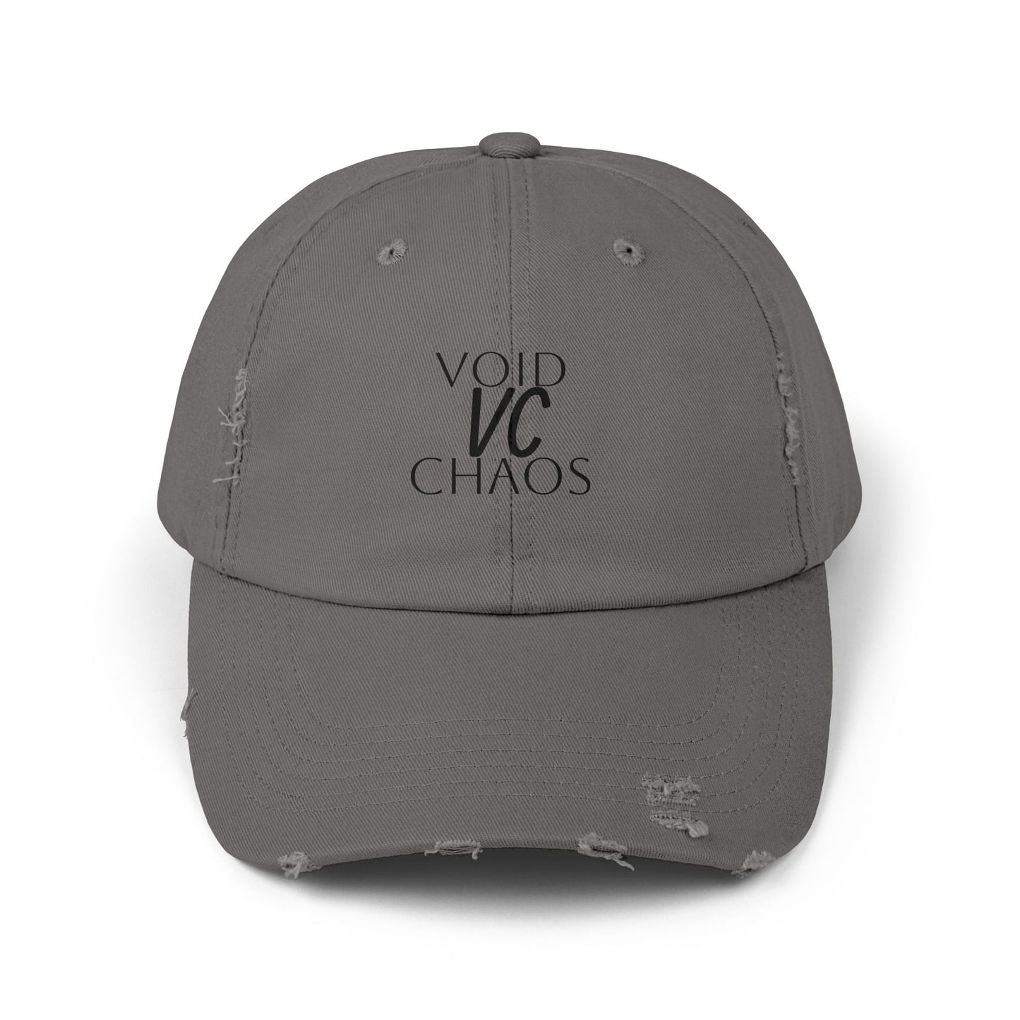 Stylish Distressed Cap with 'VOID VC CHAOS' Design, Hipster Gift, Casual Streetwear, Adjustable Hat for All Occasions, Summer Accessory