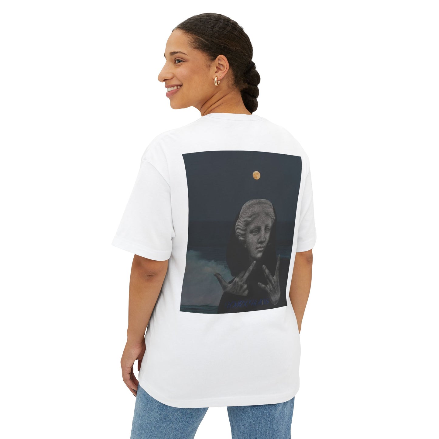 Unisex Oversized Boxy Tee with Artistic Design, Trendy Graphic Shirt, Casual Fashion Top, Gift for Art Lovers, Statement Tee