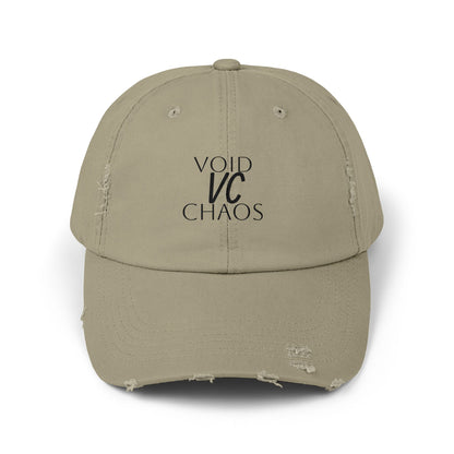 Stylish Distressed Cap with 'VOID VC CHAOS' Design, Hipster Gift, Casual Streetwear, Adjustable Hat for All Occasions, Summer Accessory
