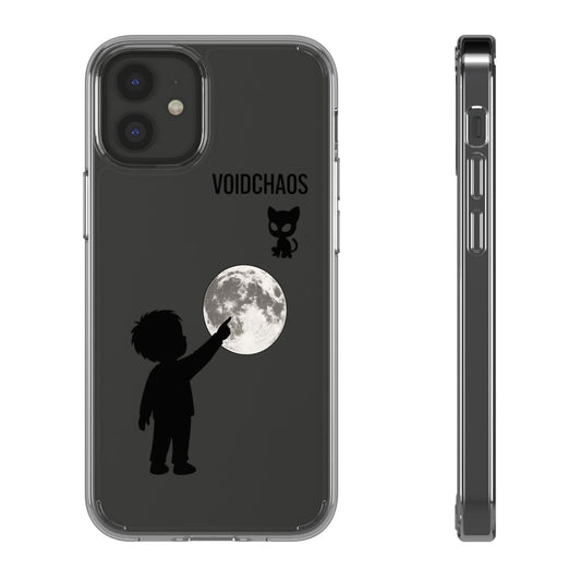 Moonlight Adventure Clear Phone Cases, Celestial Design for Kids, Adventure Gift, Unique Phone Accessories, Halloween, Birthday