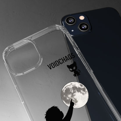 Moonlight Adventure Clear Phone Cases, Celestial Design for Kids, Adventure Gift, Unique Phone Accessories, Halloween, Birthday