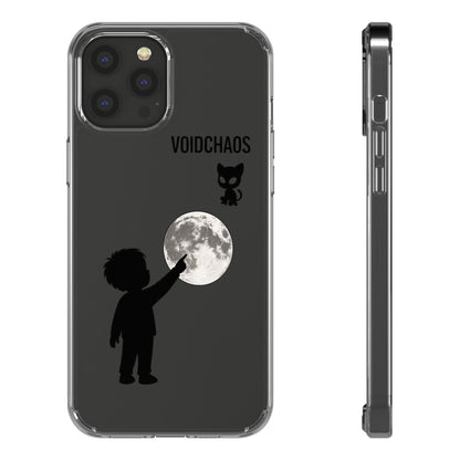 Moonlight Adventure Clear Phone Cases, Celestial Design for Kids, Adventure Gift, Unique Phone Accessories, Halloween, Birthday