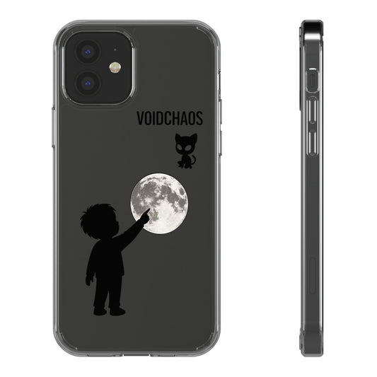 Moonlight Adventure Clear Phone Cases, Celestial Design for Kids, Adventure Gift, Unique Phone Accessories, Halloween, Birthday