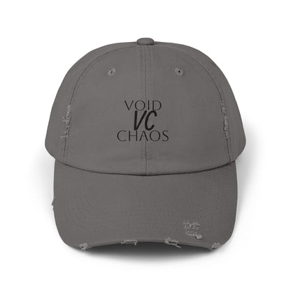 Stylish Distressed Cap with 'VOID VC CHAOS' Design, Hipster Gift, Casual Streetwear, Adjustable Hat for All Occasions, Summer Accessory