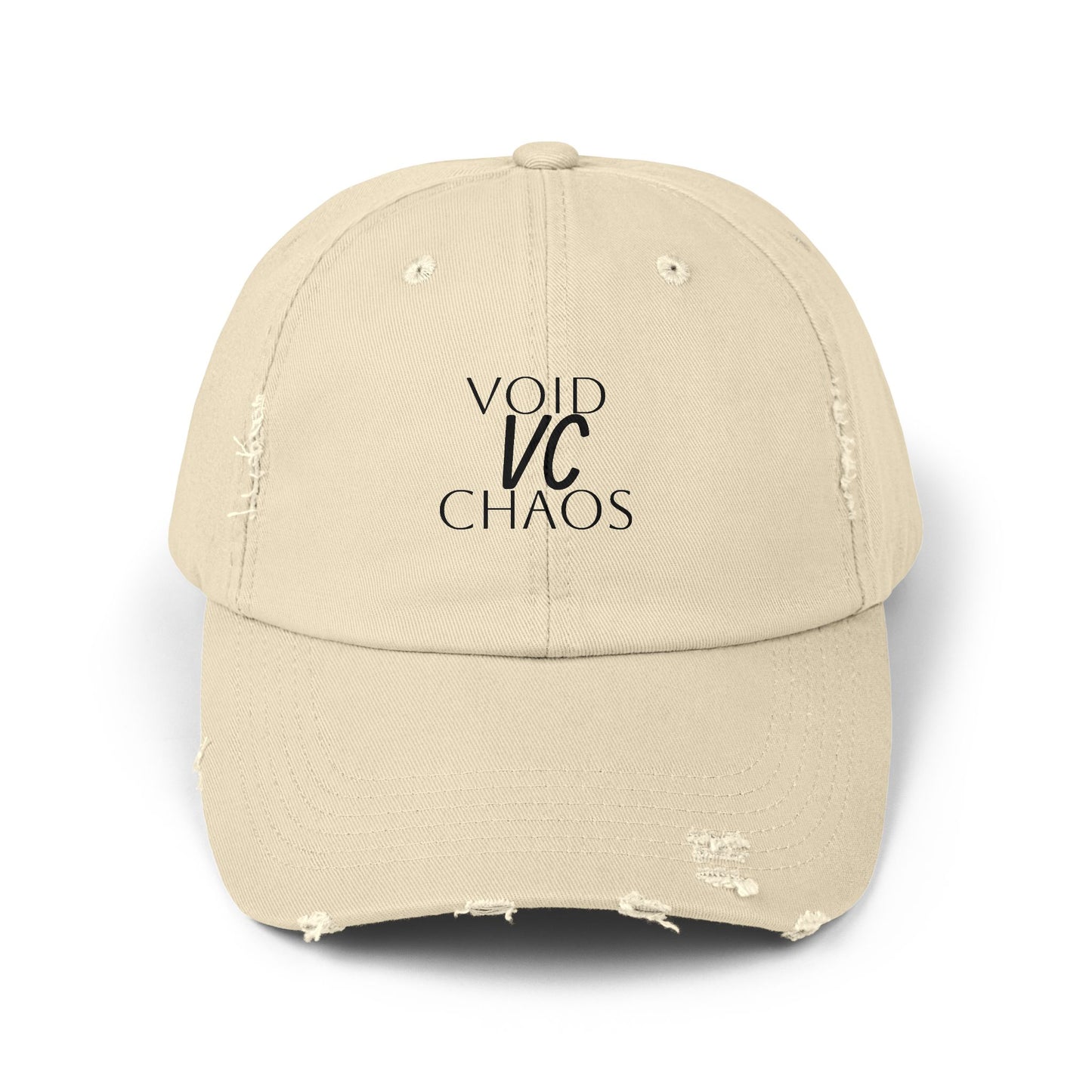 Stylish Distressed Cap with 'VOID VC CHAOS' Design, Hipster Gift, Casual Streetwear, Adjustable Hat for All Occasions, Summer Accessory