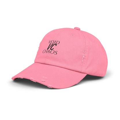 Stylish Distressed Cap with 'VOID VC CHAOS' Design, Hipster Gift, Casual Streetwear, Adjustable Hat for All Occasions, Summer Accessory